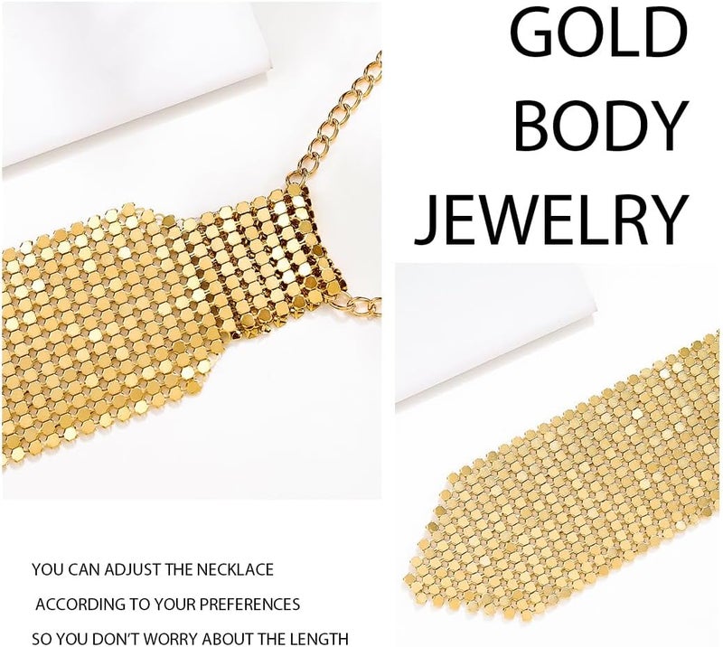 Bmirth Sequins Neck Tie Black Sequins Strands Necklace Gothic Long Neck Tie Jewelry for Party Prom Daily - Image 5